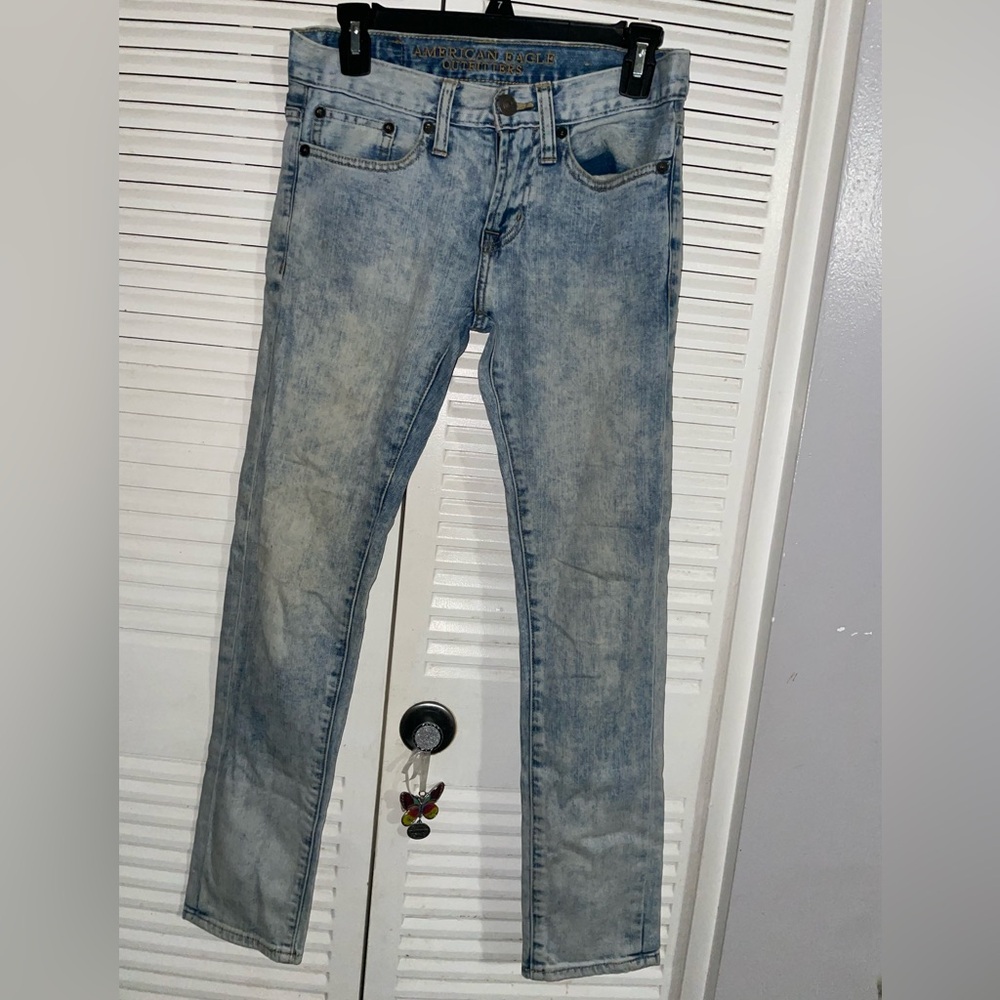 American Eagle Outfitter’s Straight Leg Jeans Size 26/28 Waist Women’s Blue Acid